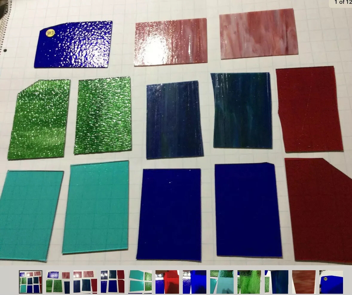Lot Of 13 MIX Pieces 6x4” Stained Glass SHIPS FREE Pictures Like You Receive