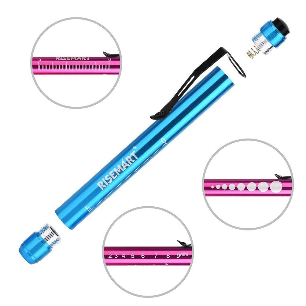 Portable Nurse Diagnostics LED Penlight with Pupil Gauge - 4 AAA Batteries