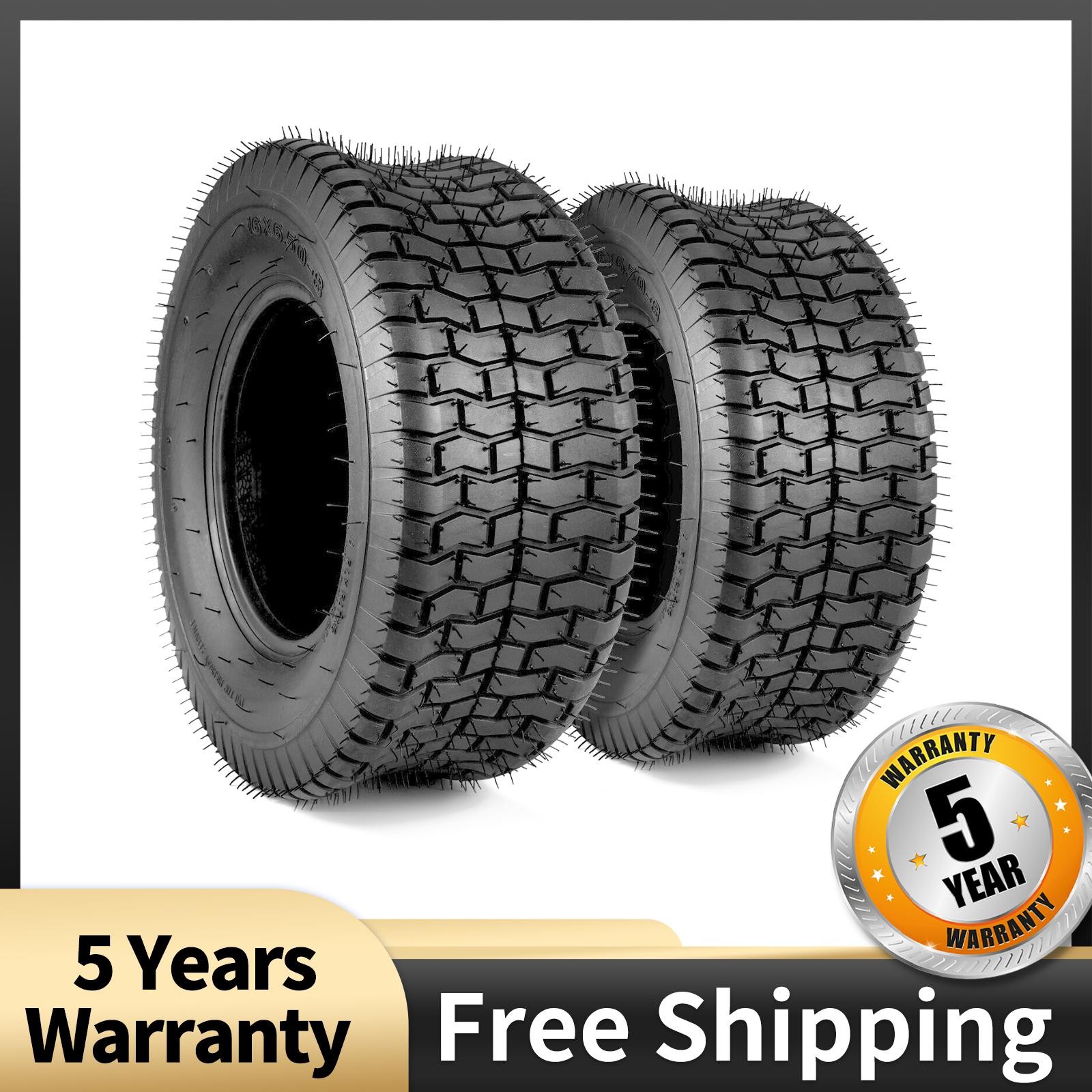 2- 16x6.50-8 TURF TIRES 4 P.R. Tubeless Tractor Rider Mower 16x650-8