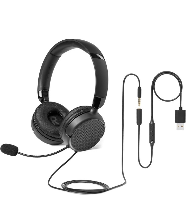 Amazon Basics On Ear Wired Computer Headset with Adjustable Microphone, 3.5mm Po