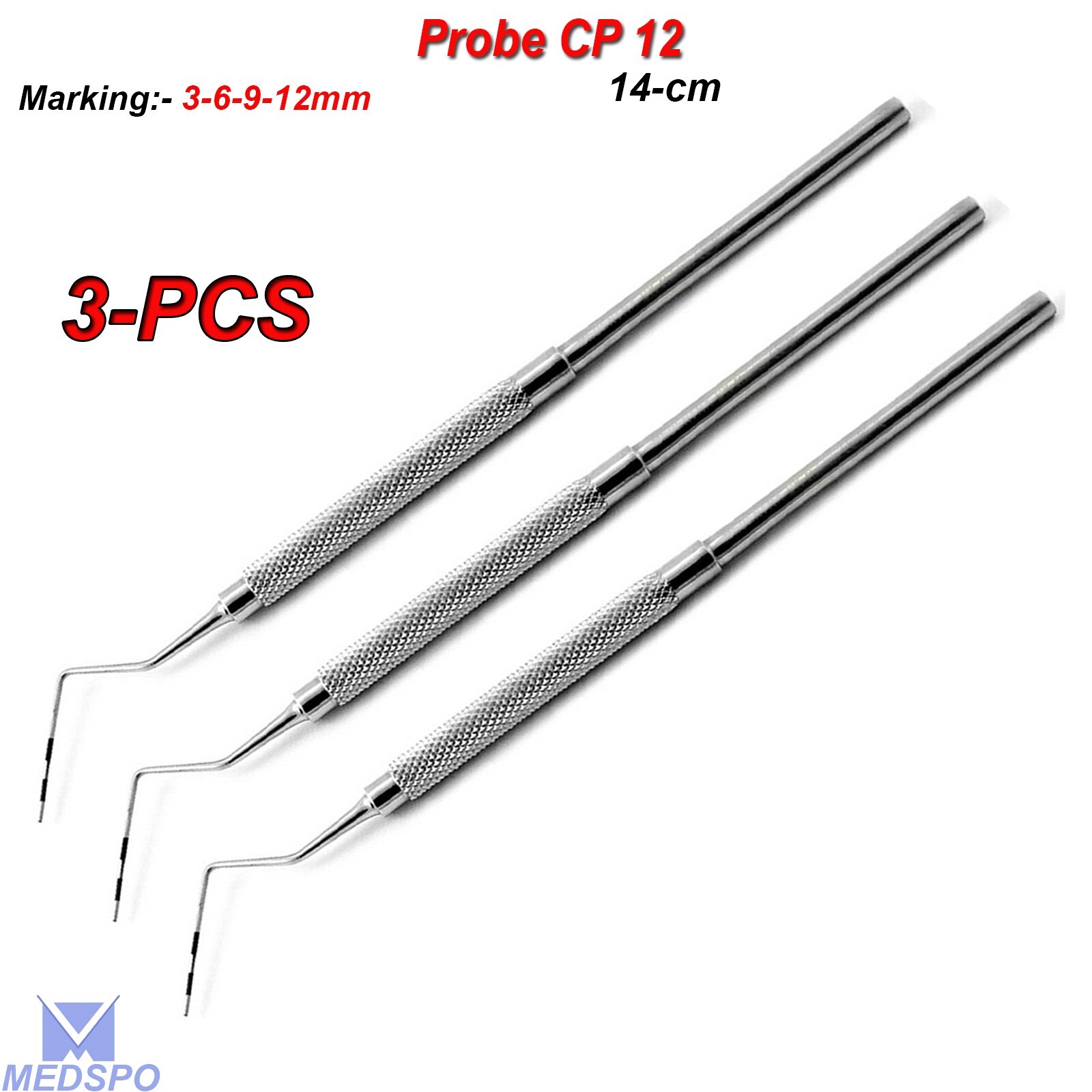 Dental Periodontal Perios Probe Cp12 Color Coded 3-6-9-12mm Marking Screening CE