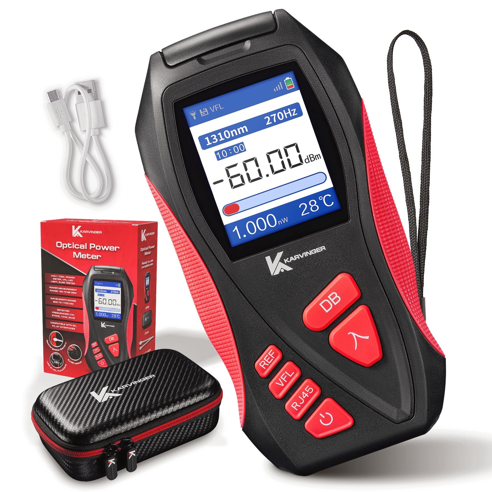 Optical Power Meter – 4-in-1 Fiber Optic Tool with VFL, RJ45 Tester & LED Lig...