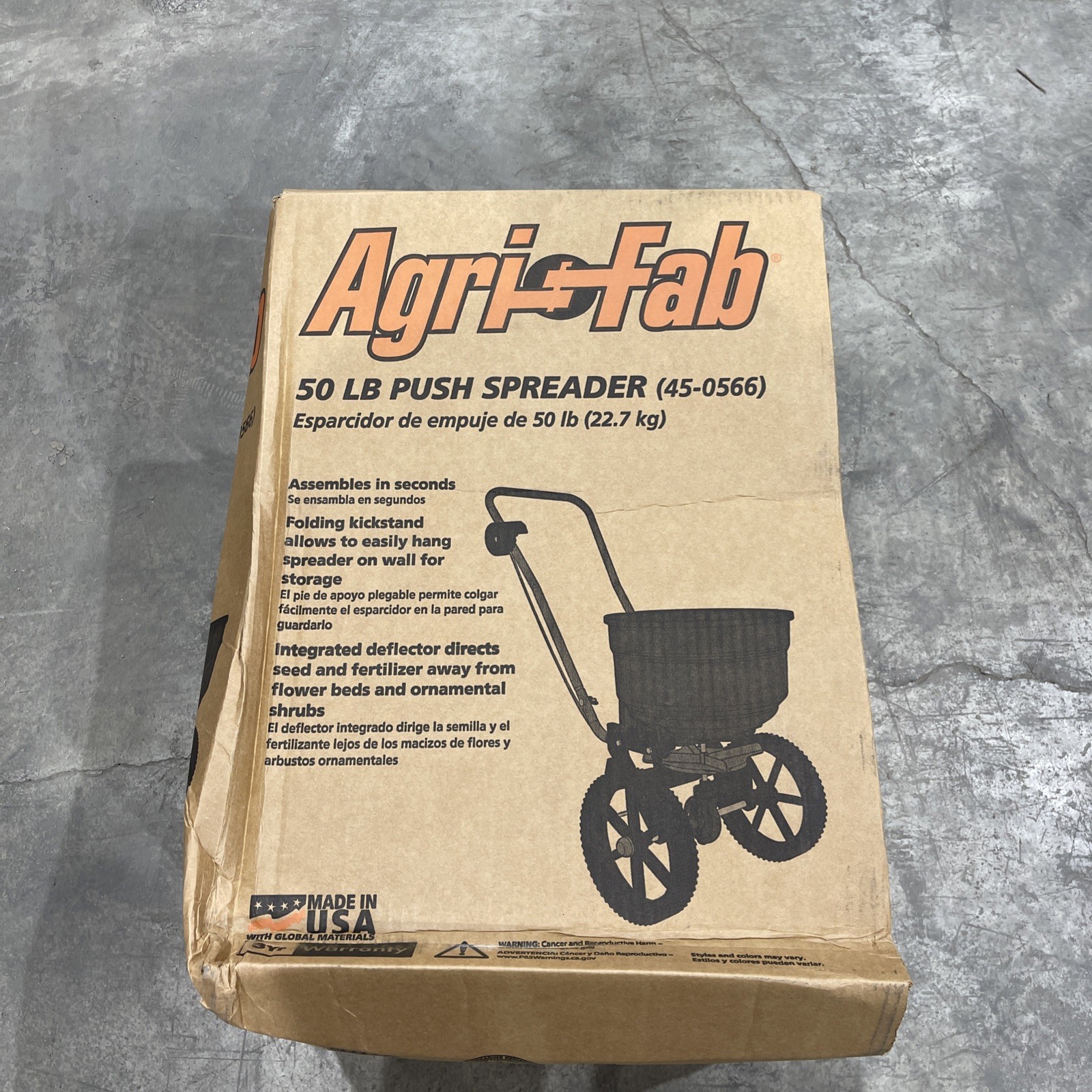 Agri-Fab 45-0566 50 lb. Push Lawn & Garden Spreader New
