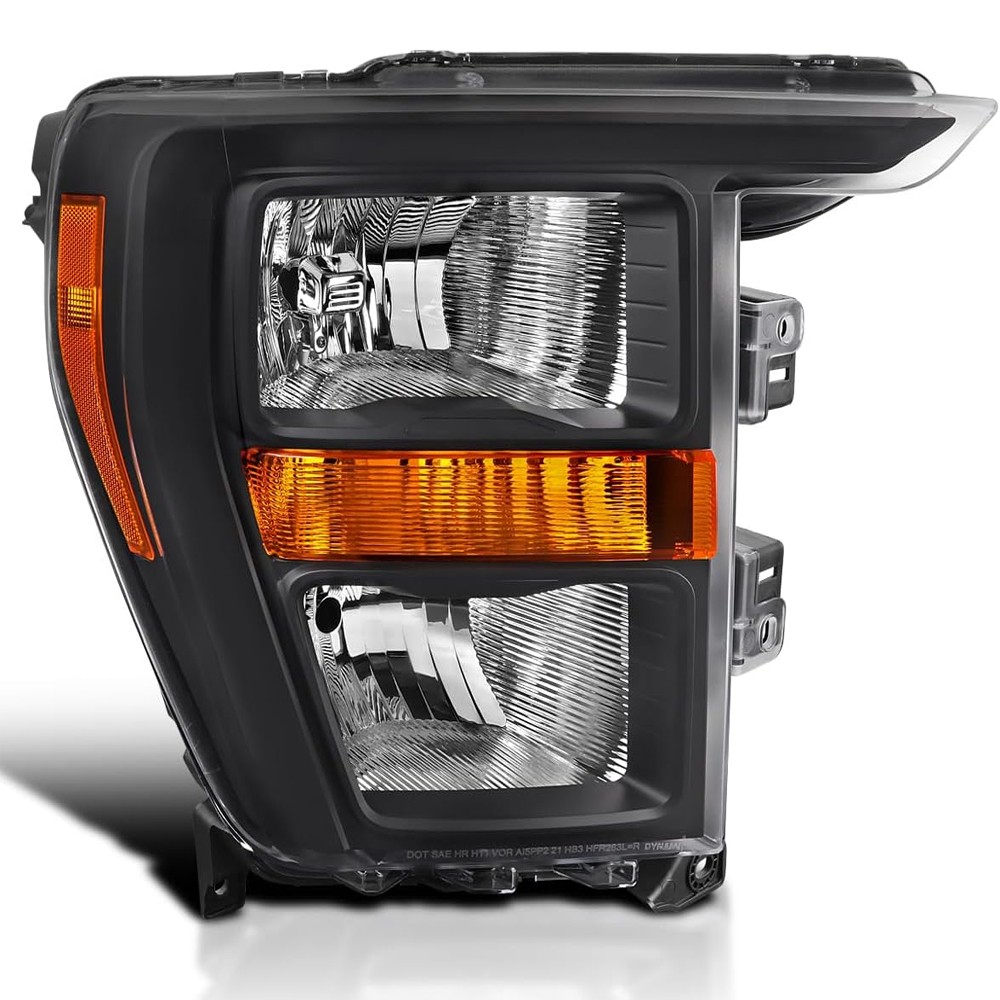 For 2021-2023 Ford F150 F-150 Black Halogen Headlights Headlamps Passenger Side
