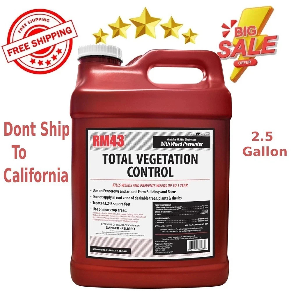 RM43 Weed Killer 43% Glyphosate Total Vegetation Control Herbicide 2.5 Gallon