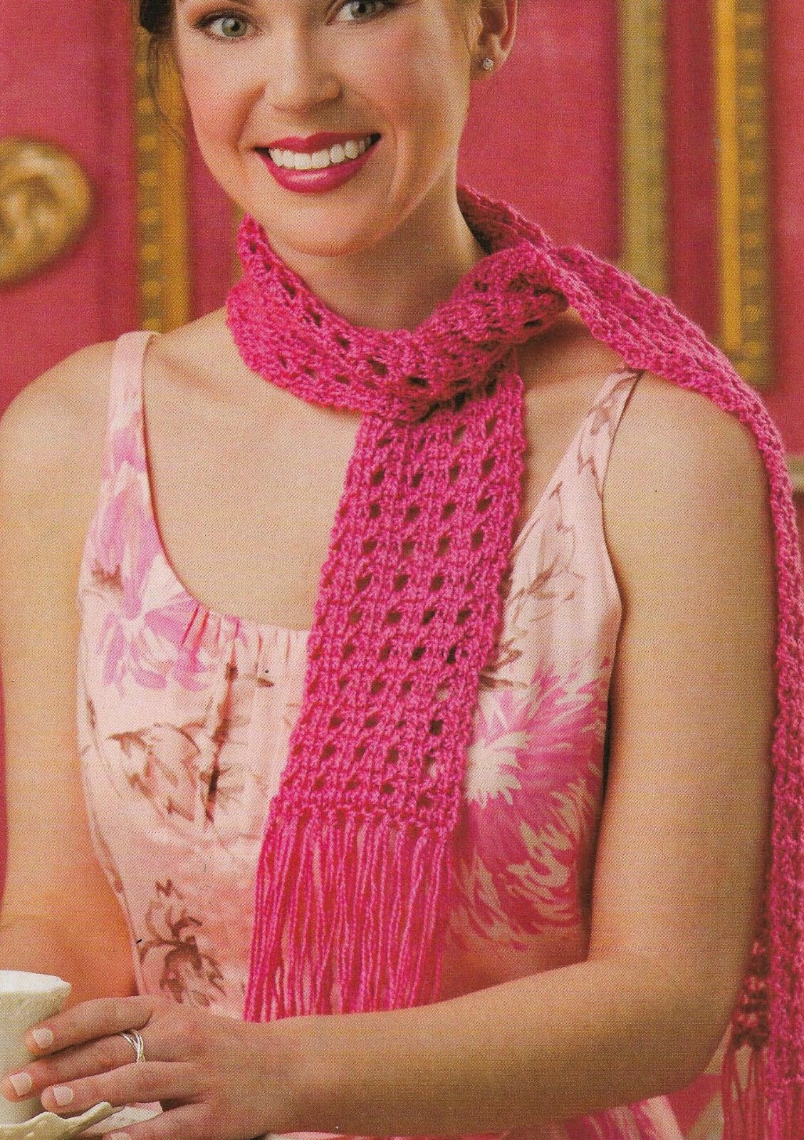 BUBBLEGUM LACE SCARF WOMEN'S CROCHET PATTERN INSTRUCTIONS