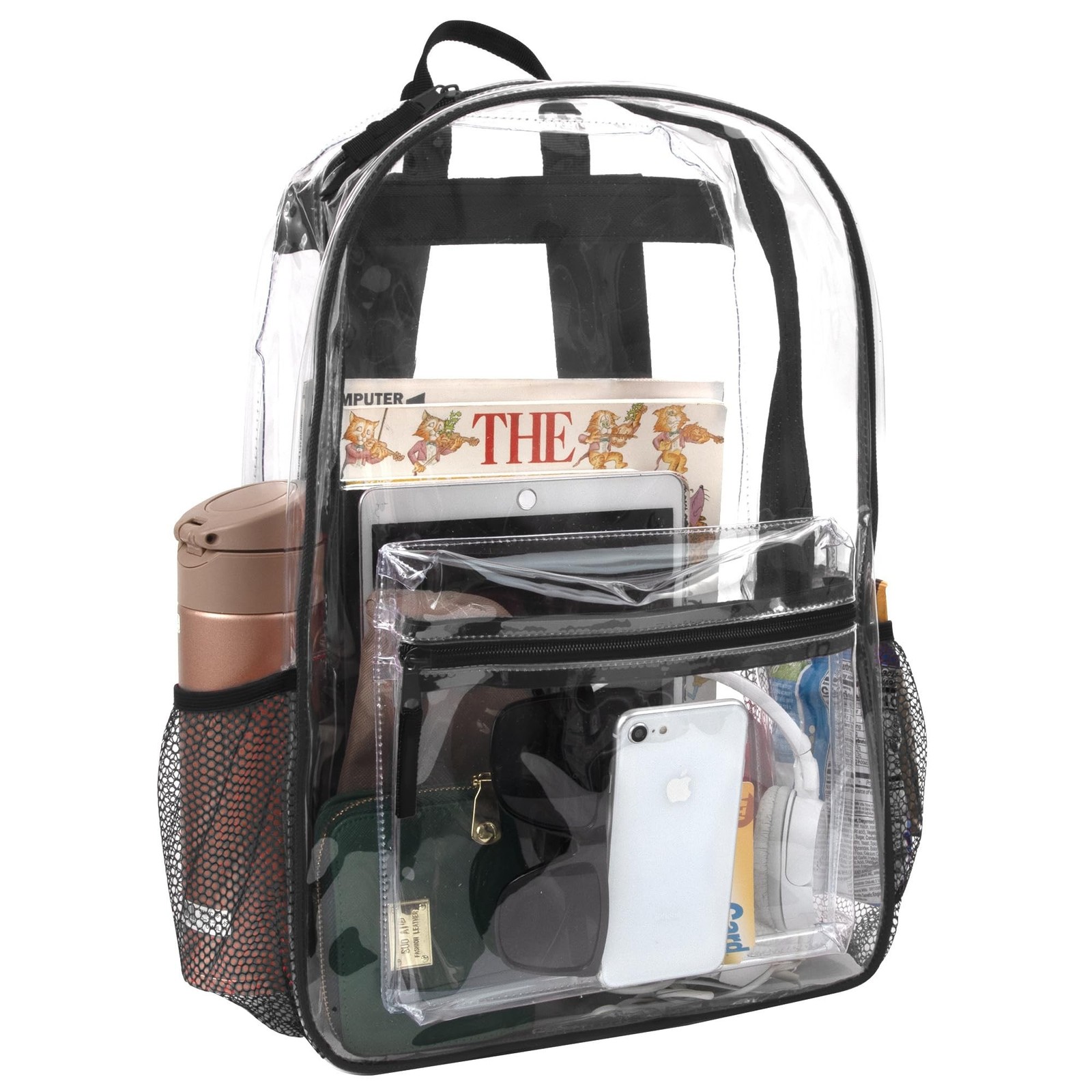Trail maker Clear Backpack Heavy Duty with Padded Straps, Side Pockets for Ki...