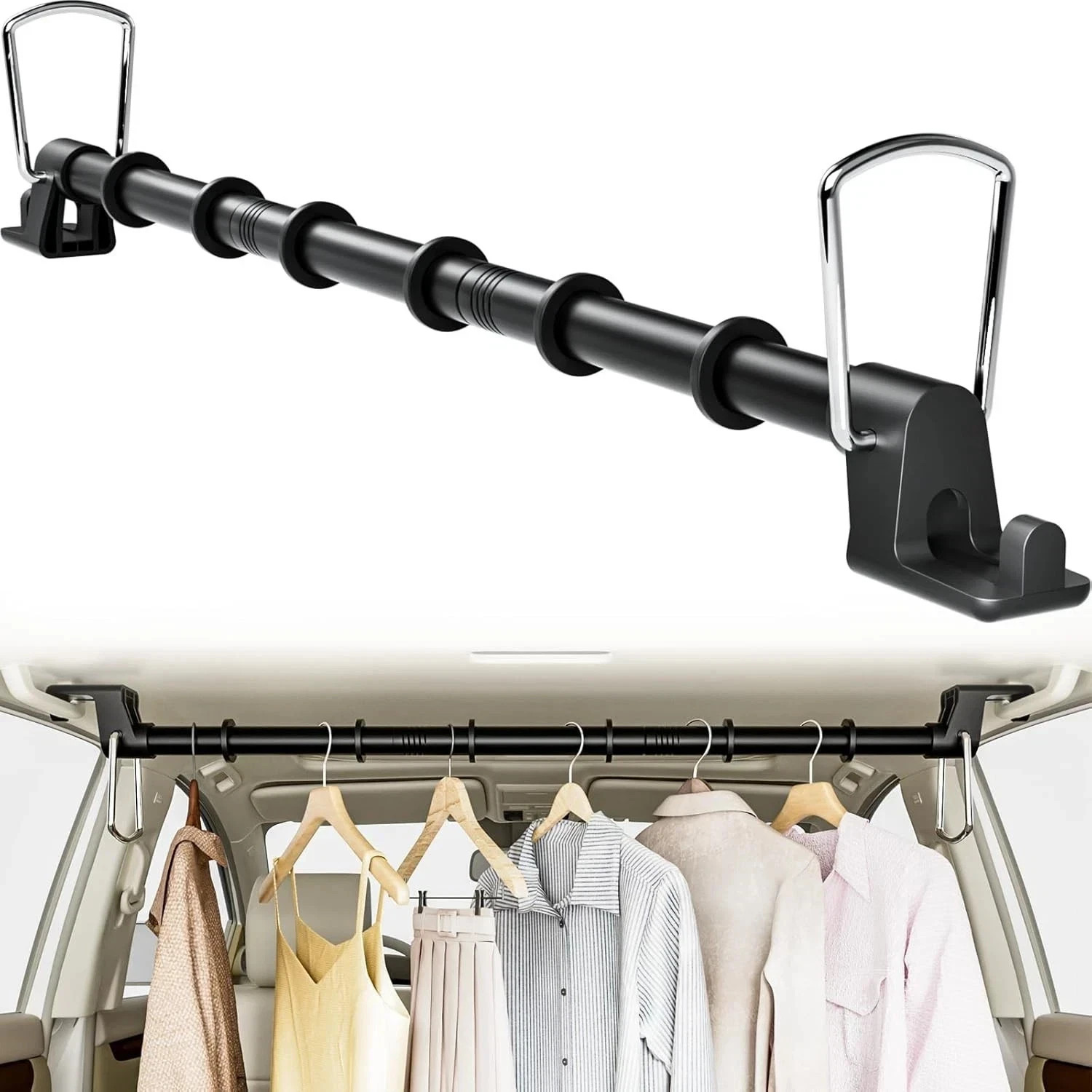 Car Clothes Hanger Bar,Heavy Duty Clothes Rod for Car,Telescopic Adjustable 30