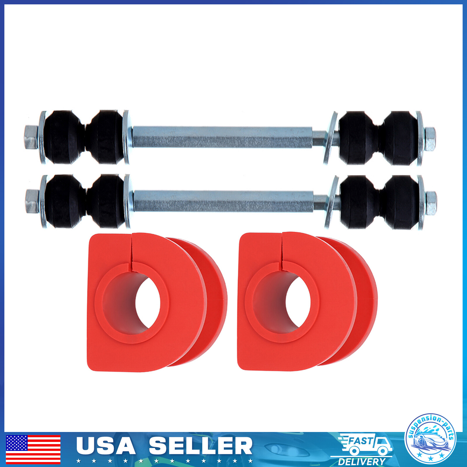 4x Front Sway Bar & Bushing Kit For 1999-2006 Chevrolet Silverado 1500 2500 3500
