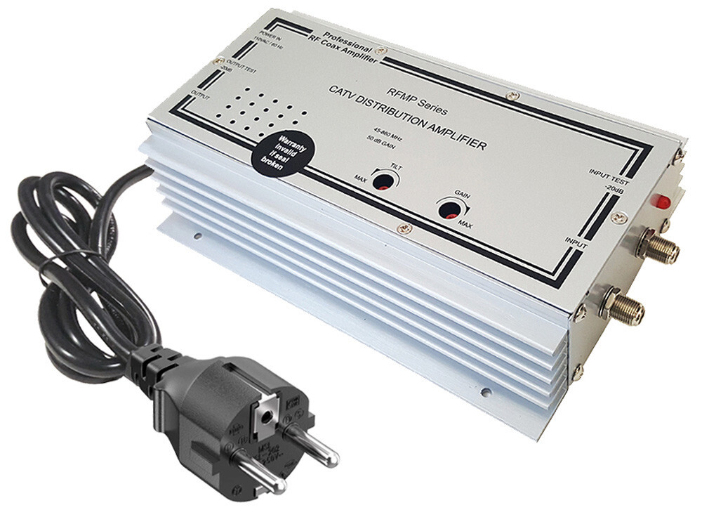 PAL CATV DTV Signal Amplifier With 50dB Boost Foreign 220V Power Max 2100FT Run