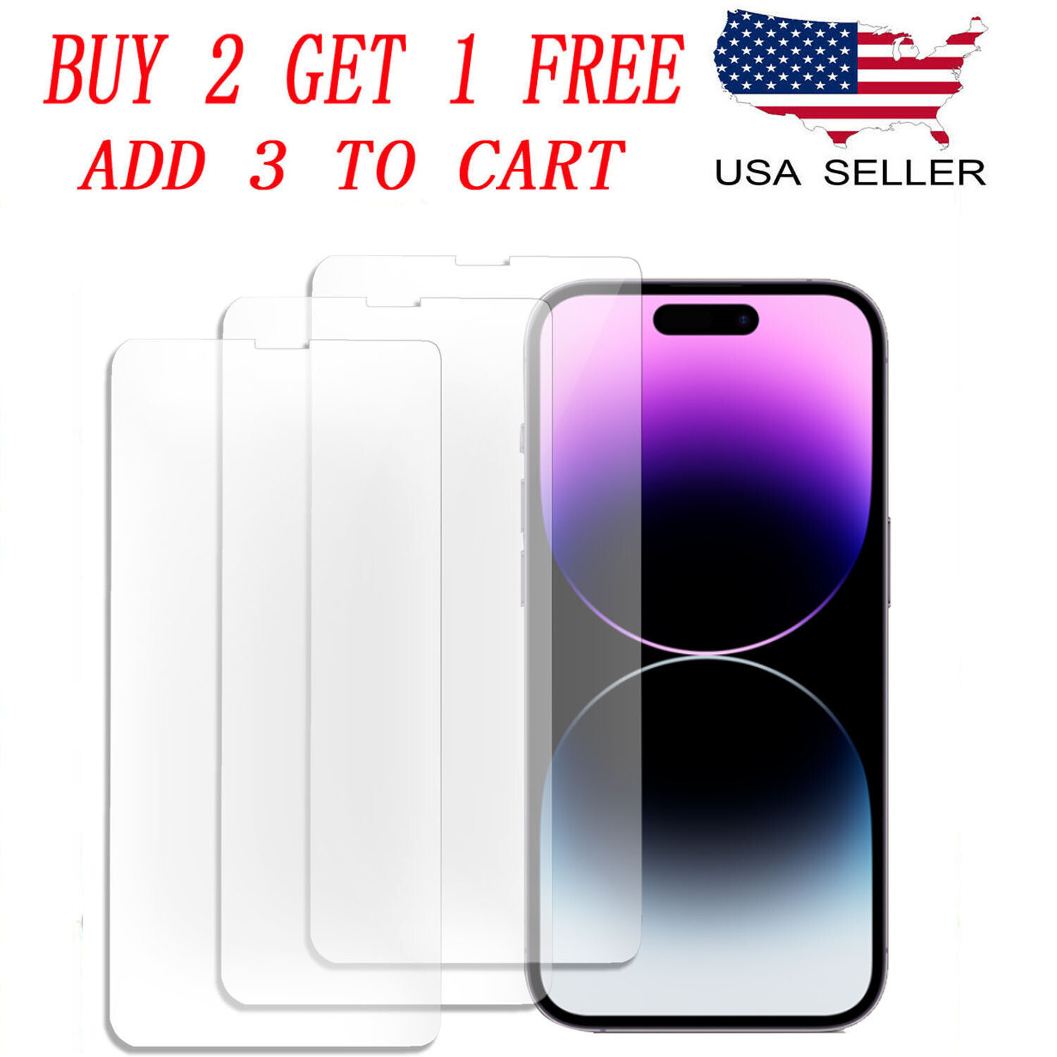 3-Pack For iPhone 14 13 12 11 Pro 7 8 Plus Max Tempered Glass Screen Protector