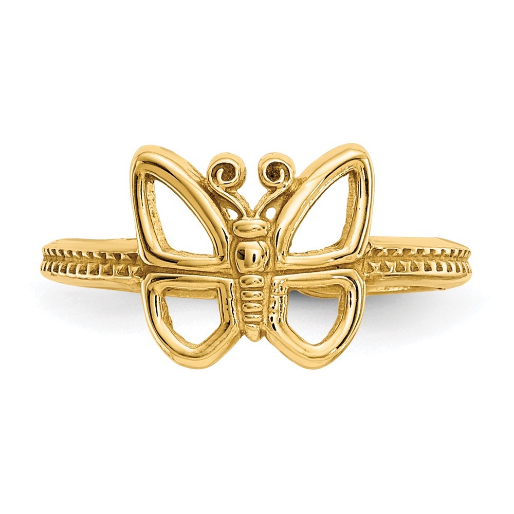 14k Yellow Gold Butterfly Adjustable Toe Ring
