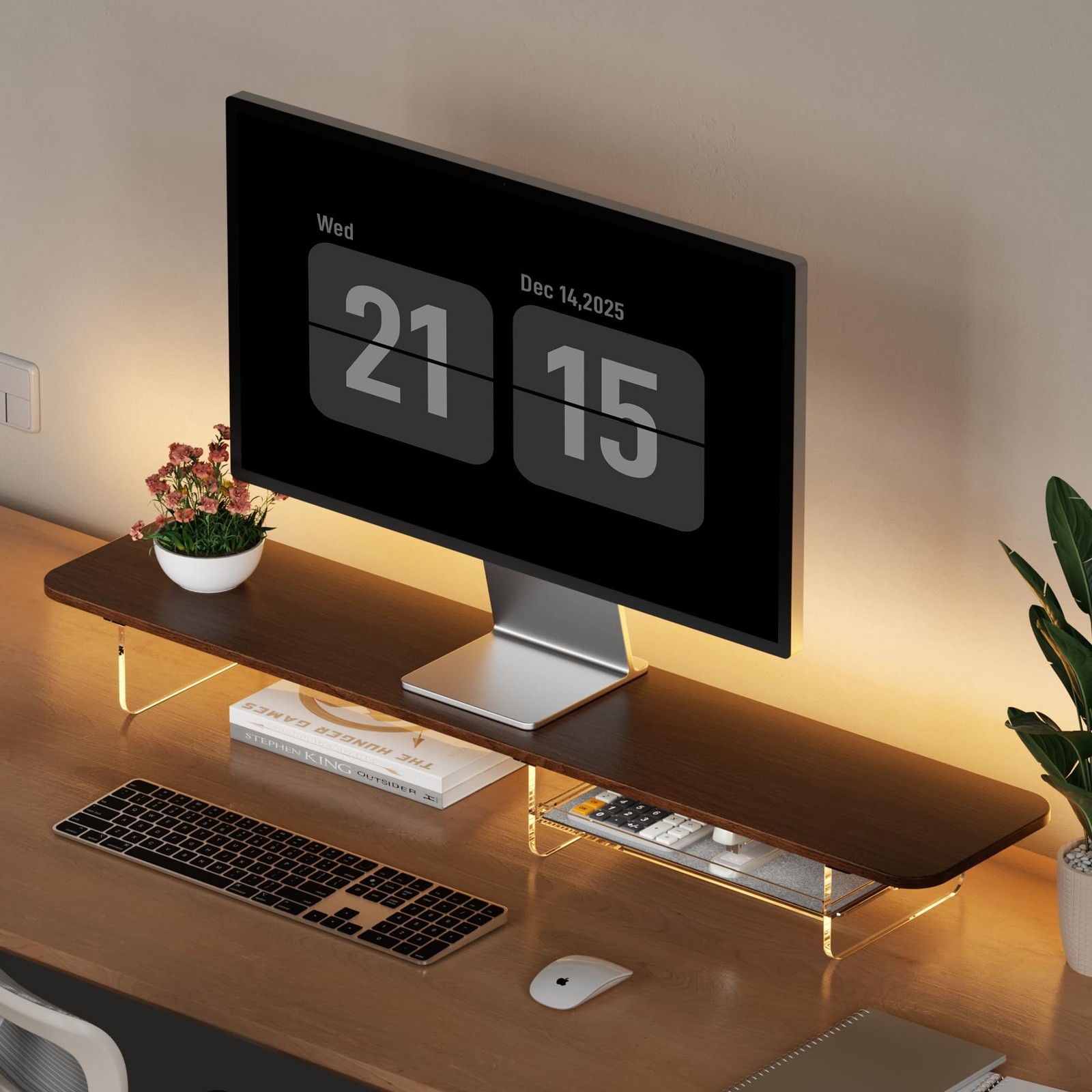 AFOOYO Large Dual Monitor Stand For Desk,43 Inch Desktop Computer Riser with ...