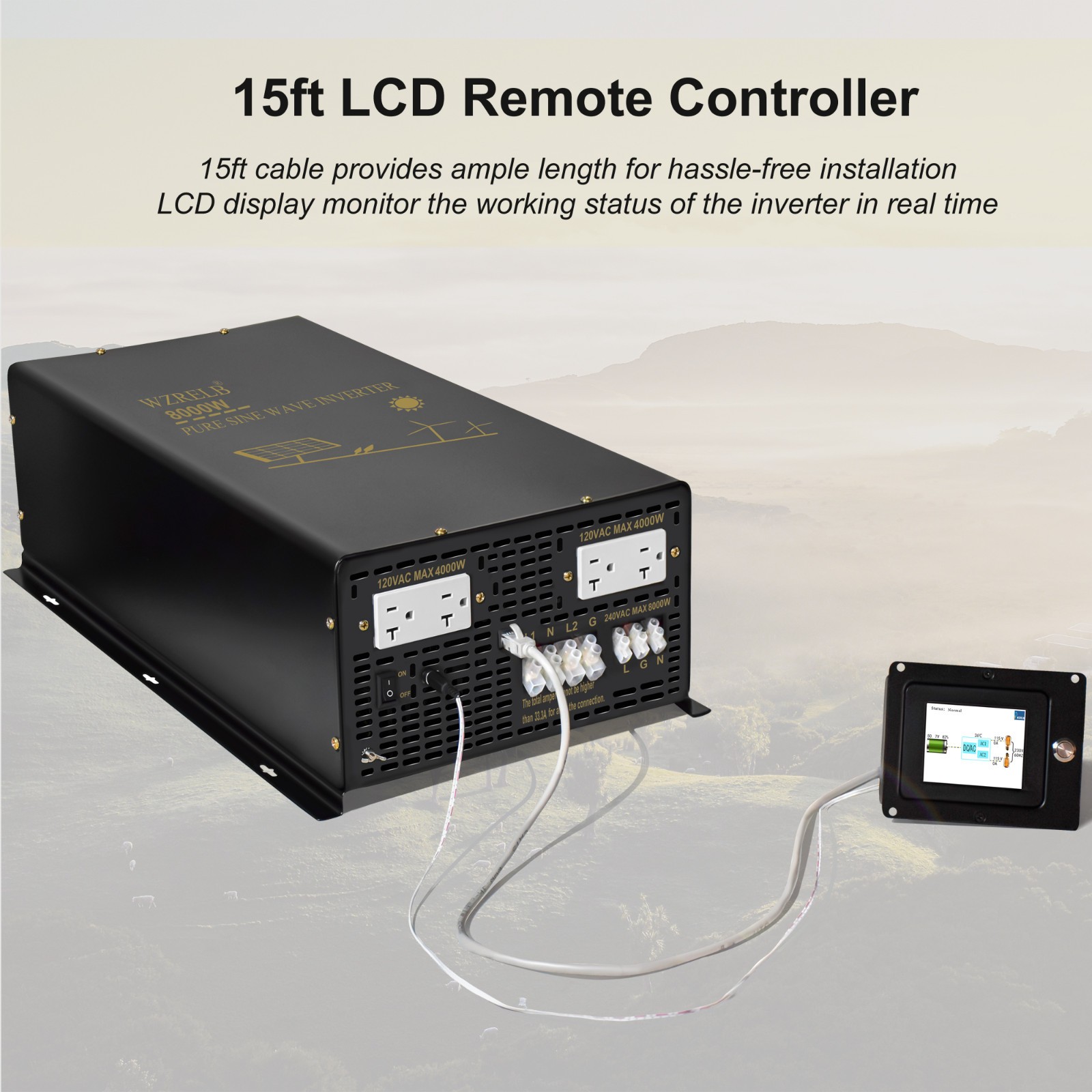 8000W Pure Sine Wave Split Phase Inverter 48V to 120V 240V Solar Home RV Remote