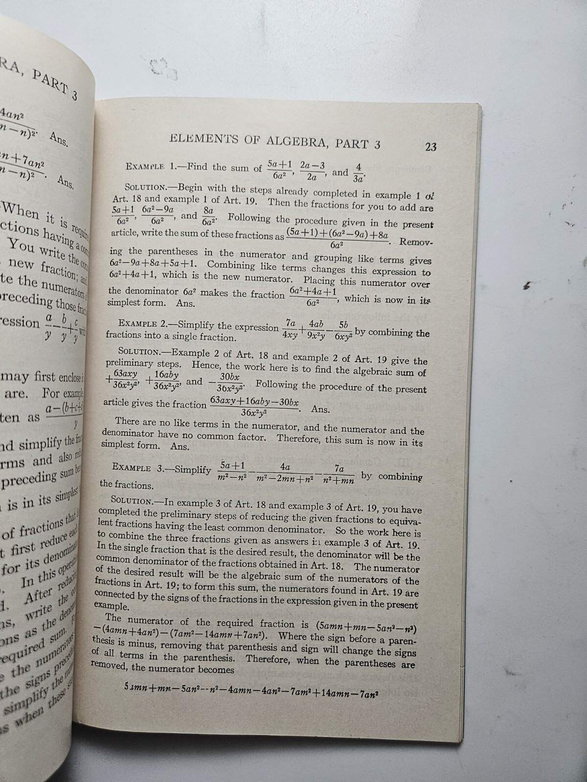 Elements Of Algebra W.M. Spangler