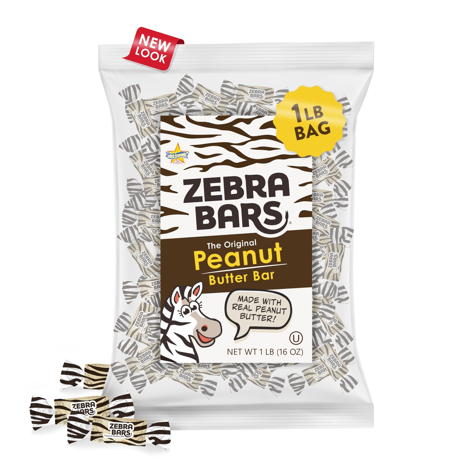 Peanut Butter Bars Crunchy Crispy Wrapped Candy 1 lb Bag