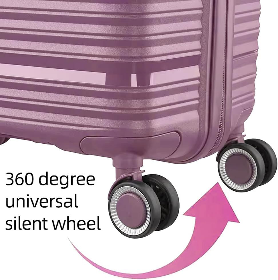 Hardshell Lightweight Durable Travel Suitcase, with Quite 360 Spinner Wheels, Ex