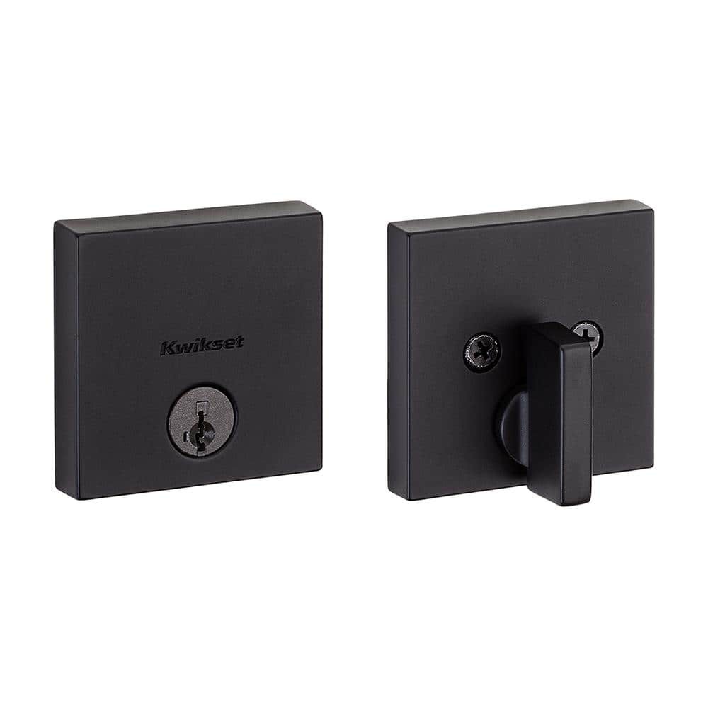 Kwikset Downtown Low Profile Iron Black Square Single Cylinder Contemporary
