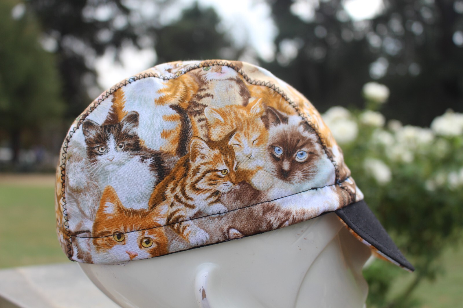 cycling cap beautiful cat handmade in USA