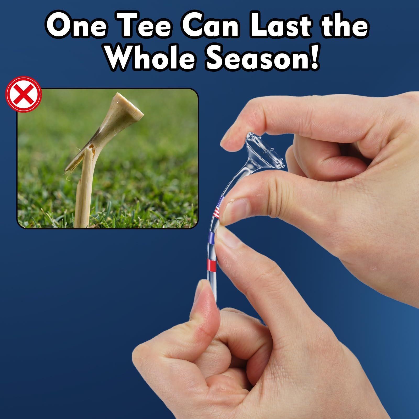 Durable 3 1/4" Golf Tees Unbreakable, Reduces Friction, 50/80 Pack Options