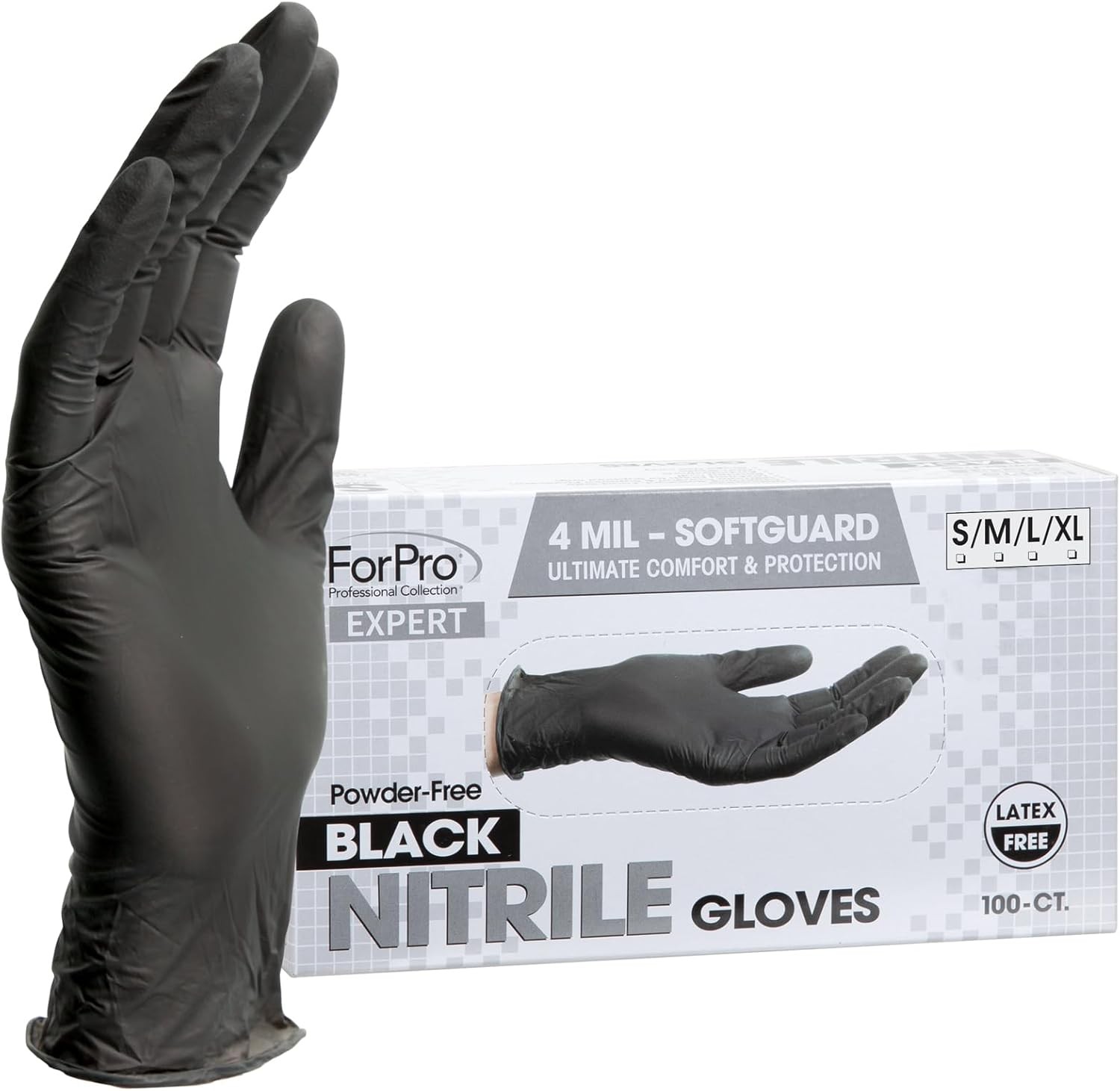 ForPro Expert SoftGuard Disposable Nitrile Gloves, Ultimate fort &