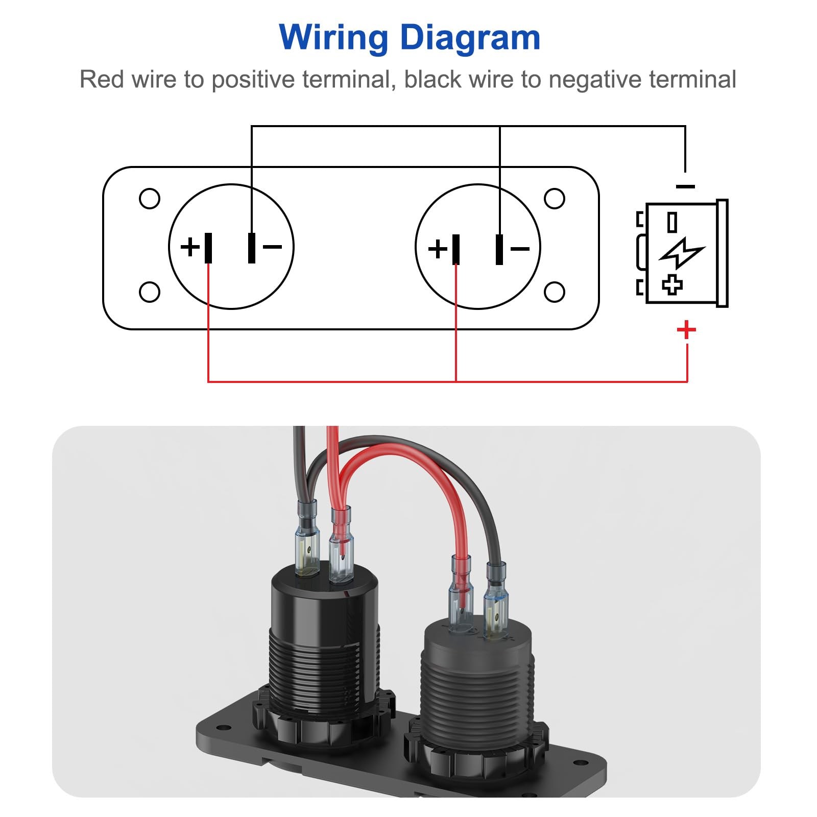 12V USB Outlet Marine Switch Panel Plug, PD3.0 and Dual QC3.0 Charger+Socket