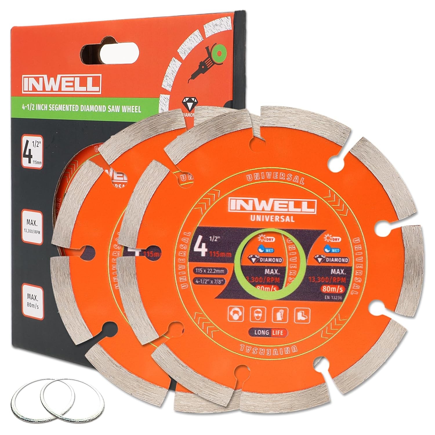 4-1/2 Inch Segmented Diamond Saw Blades 2-Pack, Diamond Cutting Wheel for Angle