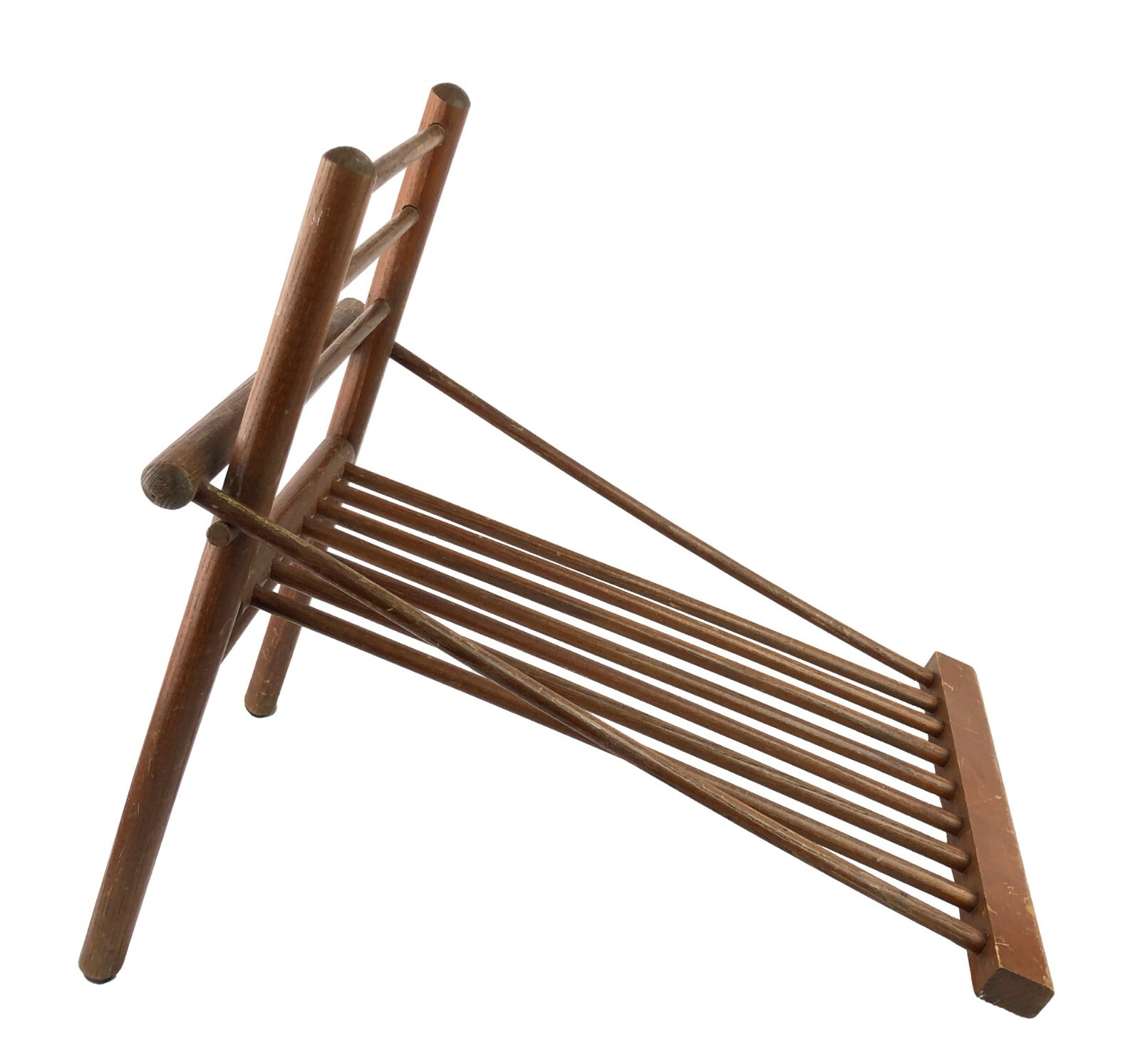 Vintage Wood Folding Gout Stool Leg Rest with Spindles Medical Furniture
