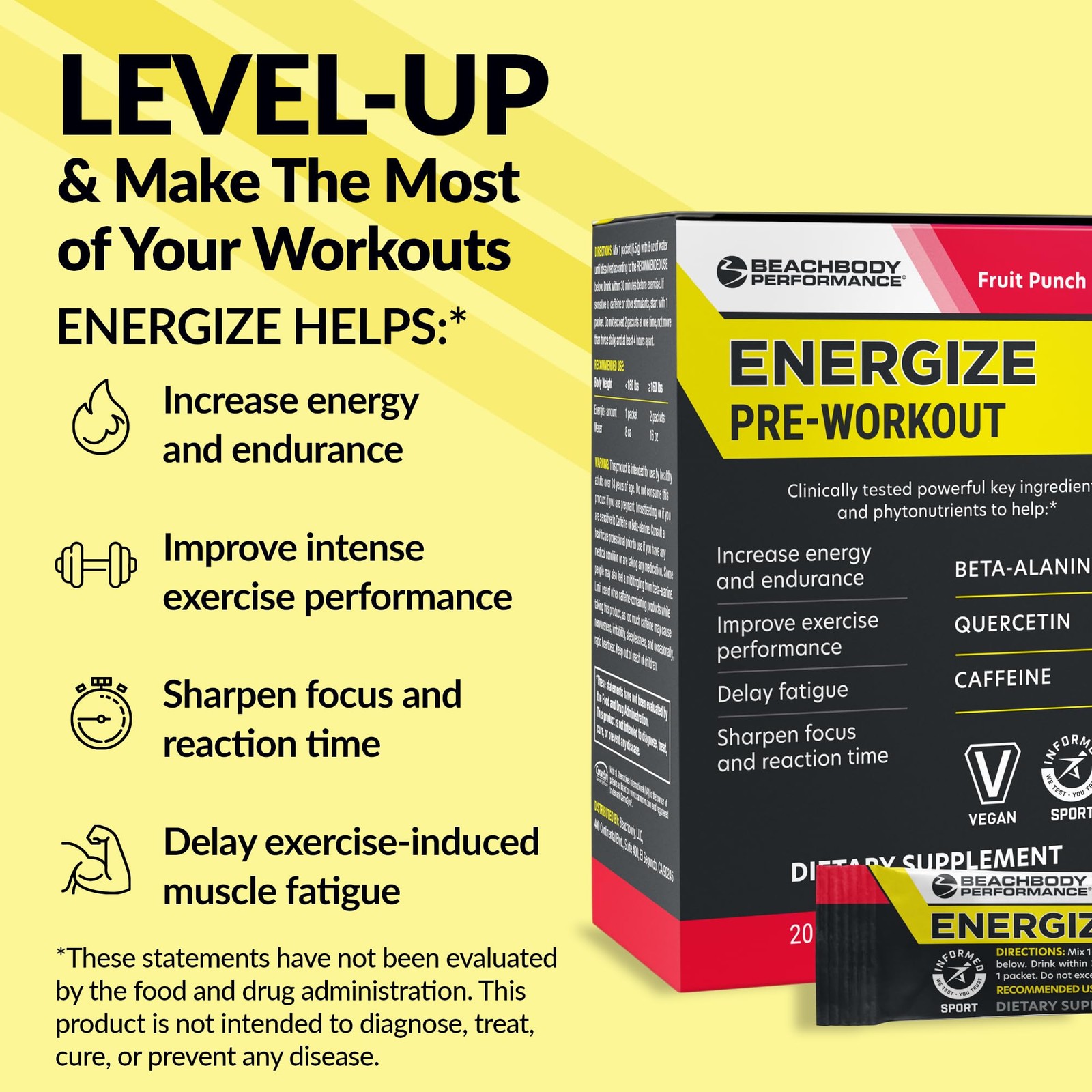 BODi Energize Pre Workout Fruit Punch 20 Servings