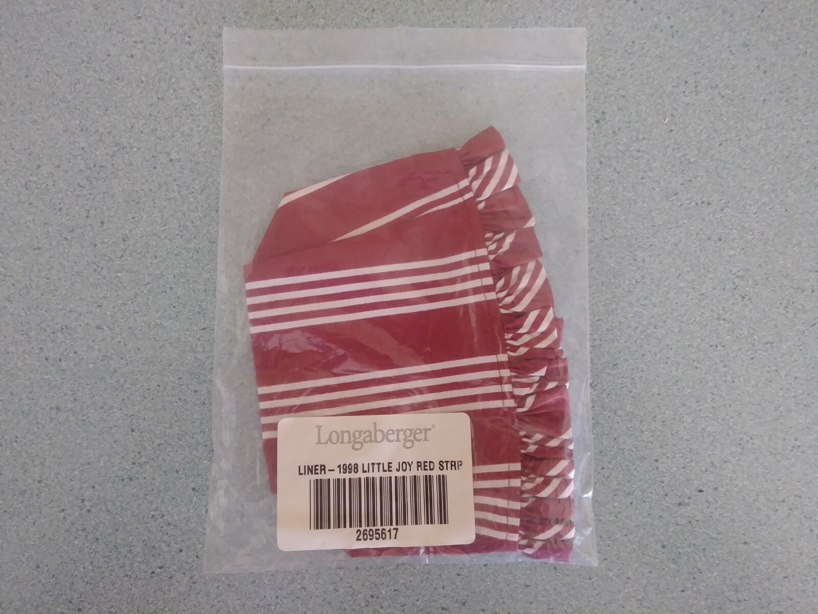 Longaberger fabric liner for 1998 Host Appreciation Little Joy basket Red Stripe