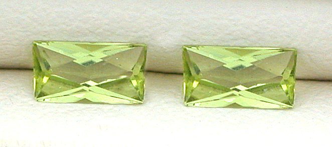 Two 5 x 3mm Custom Tapered Rectangle Baguette Arizona Peridot Gemstone Gem Stone
