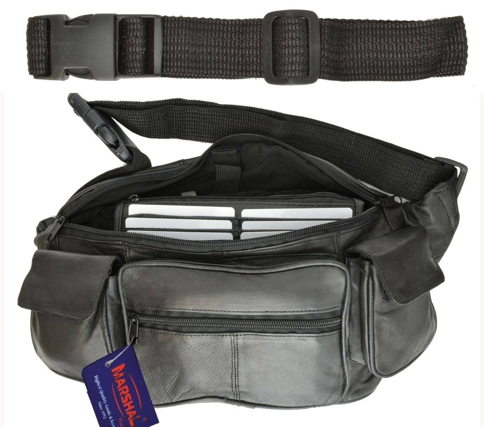 Large Leather Fanny Pack Mens Waist Belt Bag Womens Purse Hip Pouch Travel Ext