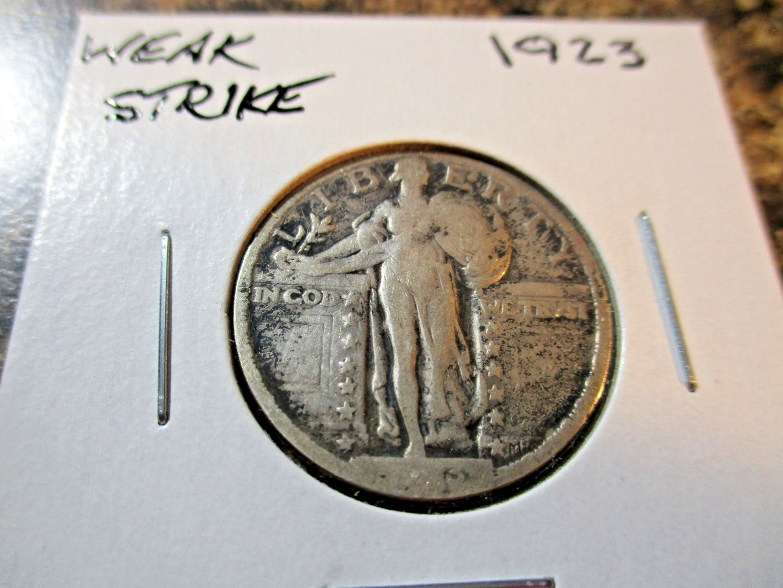 1923 STANDING LIBERTY SILVER QUARTER WEAK STRIKE MB