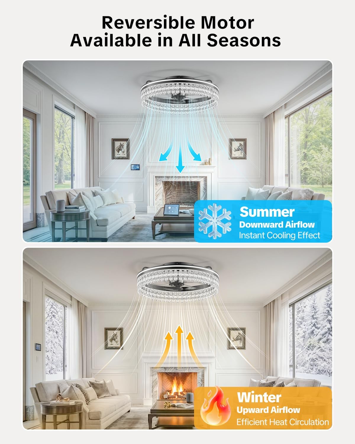 AIKVSXER Black 20in Ceiling Fan w/ Light