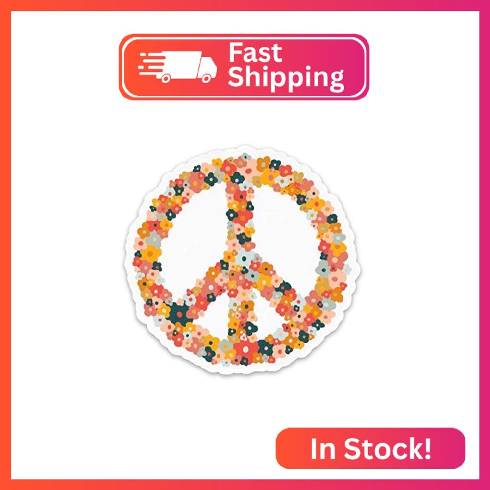 Swaygirls Peace Sticker | Cute, Inspirational, Flower Stickers | Waterproof Viny