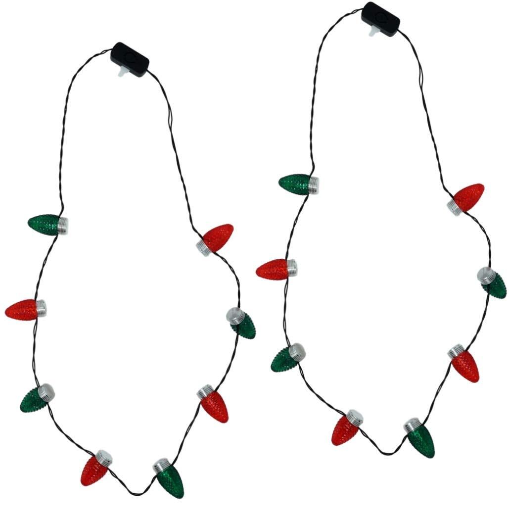 Holiday Light Necklace Classic Bulb, Green and Red, 2 Pack