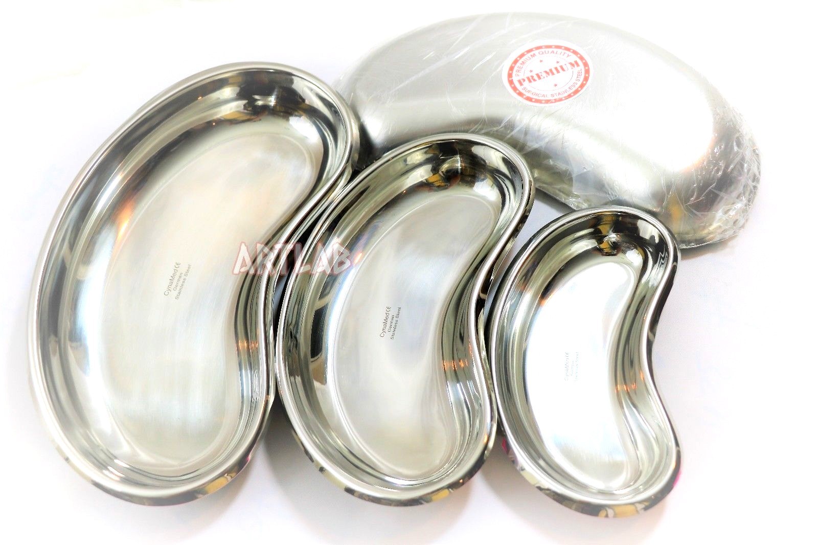 German Steel 3 pcs Stainless Steel Kidney Trays Dishes Small, Medium, Large New