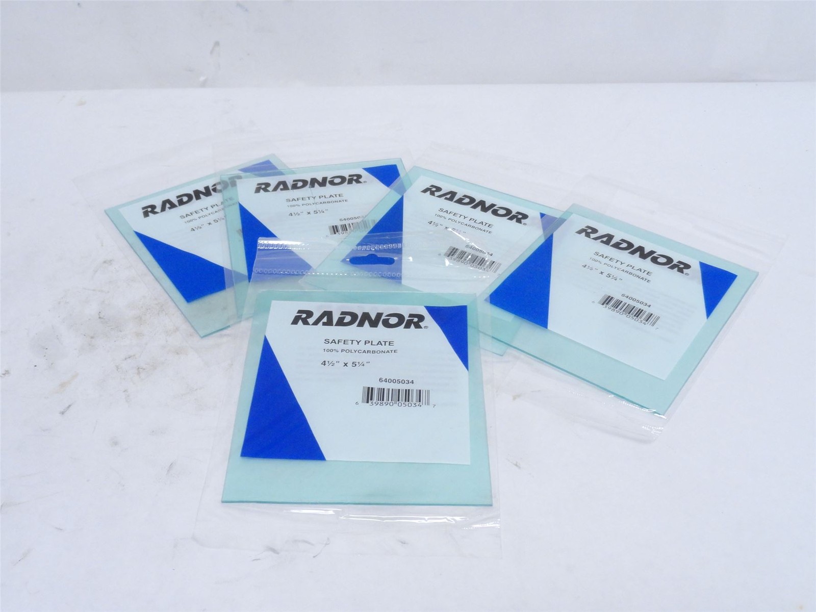 247724 New-No Box; Radnor 64005034 Lot-5; Clear Safety Plates; 4-1/2" x 5-1/4"