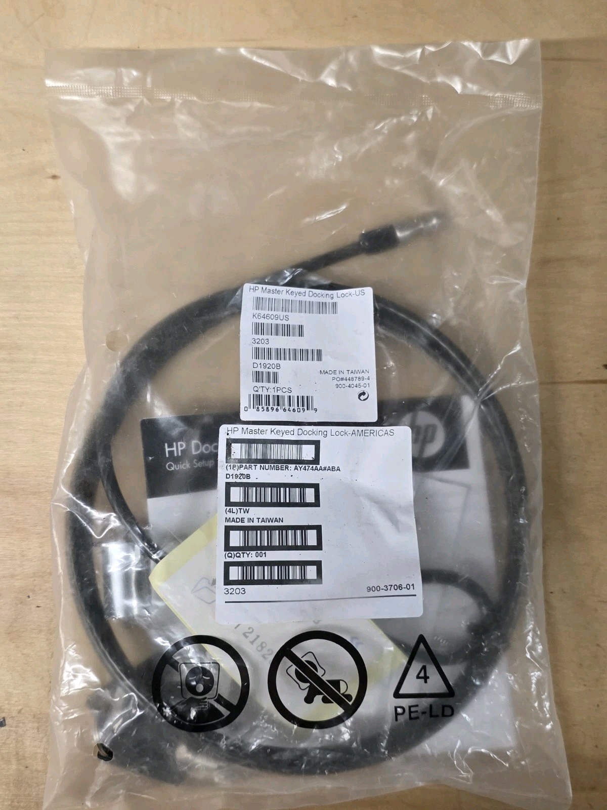HP Master Keyed Docking Station Lock Kit K64609US - New In Package
