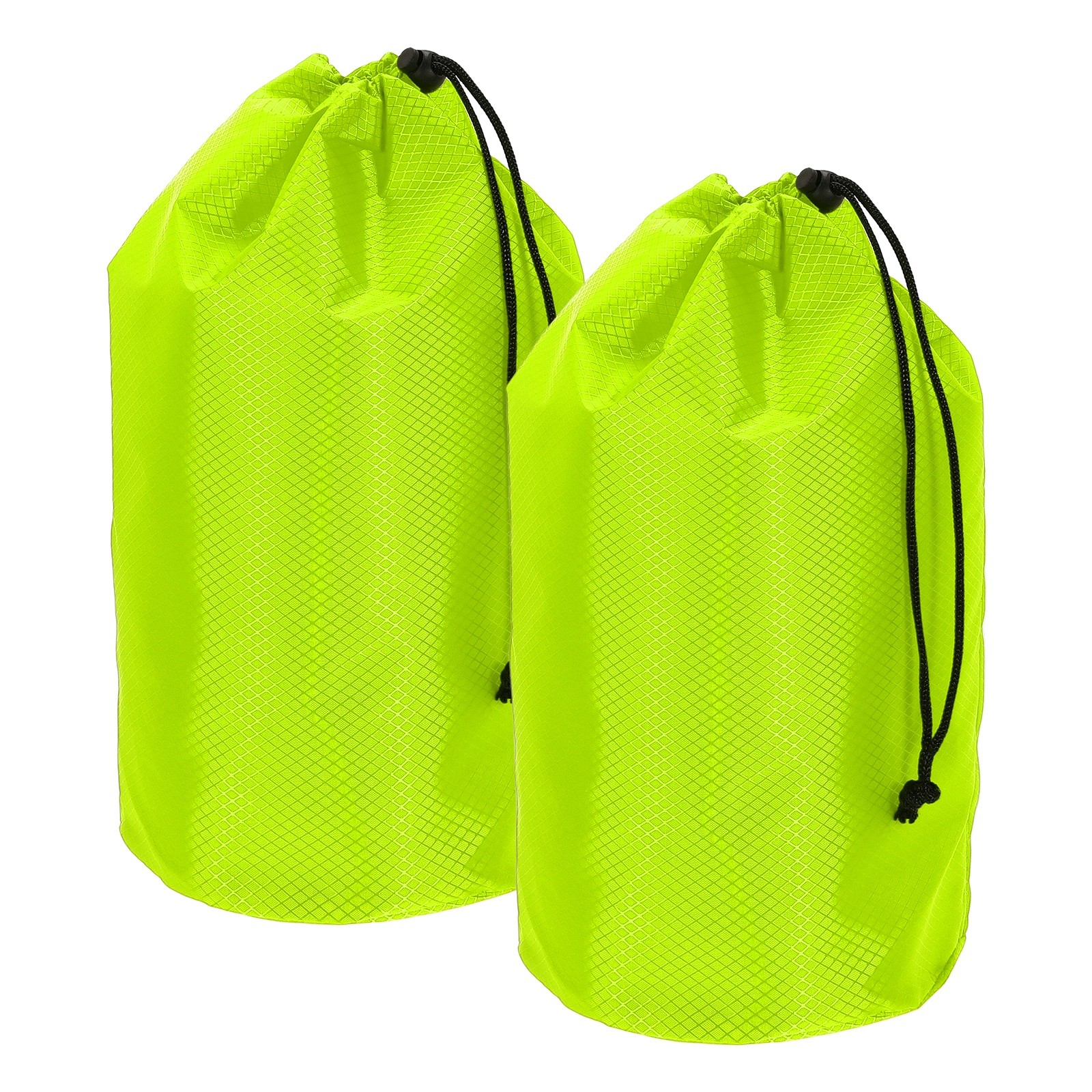 Stuff Sack, Waterproof Ditty Bags with Toggle 7x13In & 2 Pack & Bright Green