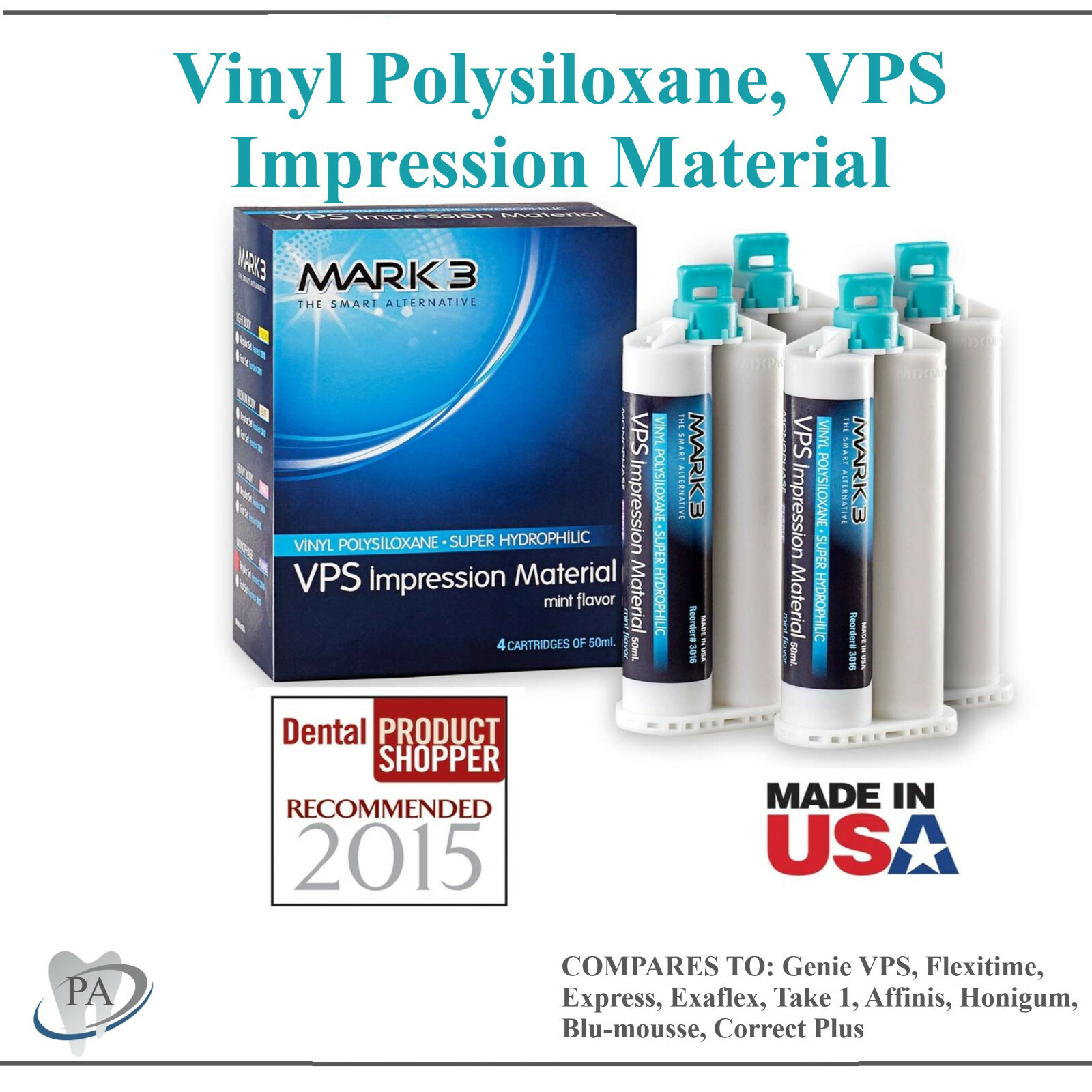 Dental MEDIUM BODY FAST SET VPS PVS Impression Material FAST Set 50ML Cartridges