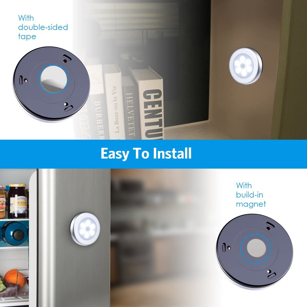Upgraded 3.15” Motion Sensor Light, Cordless Battery-Powered LED Night Light, St
