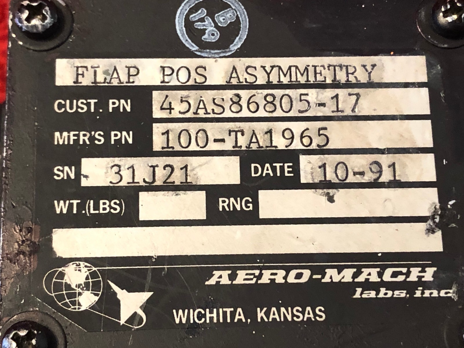 AERO-MACH FLAPS POSITION ASSYMETRY P/N 45AS86805-17
