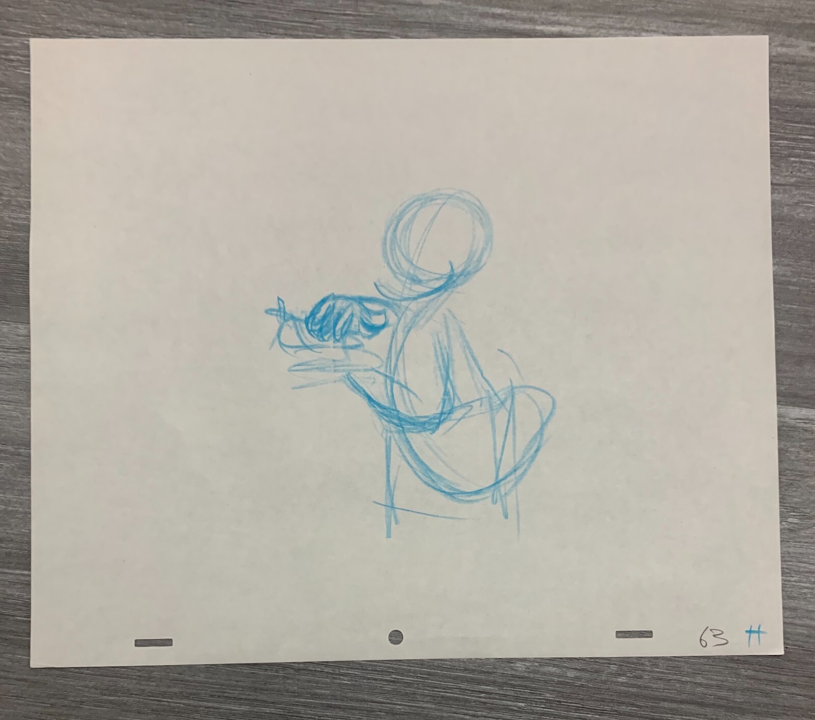 DONALD DUCK 12.5x10.5" Blue Pencil Animation Gesture Rough by Len Simon 63 H