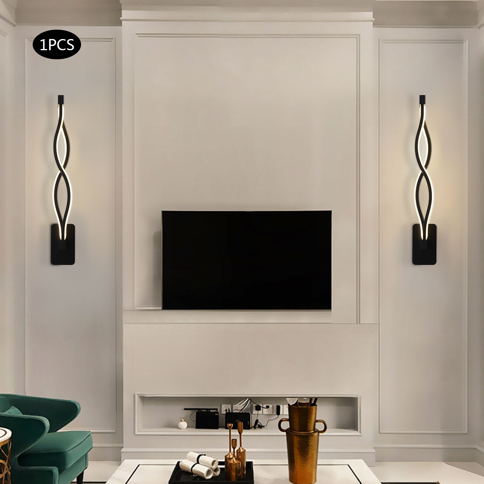 Modern 16W LED Wall-mounted Light Lamp Dimmable Black+Clear Wall Sconce Lighting