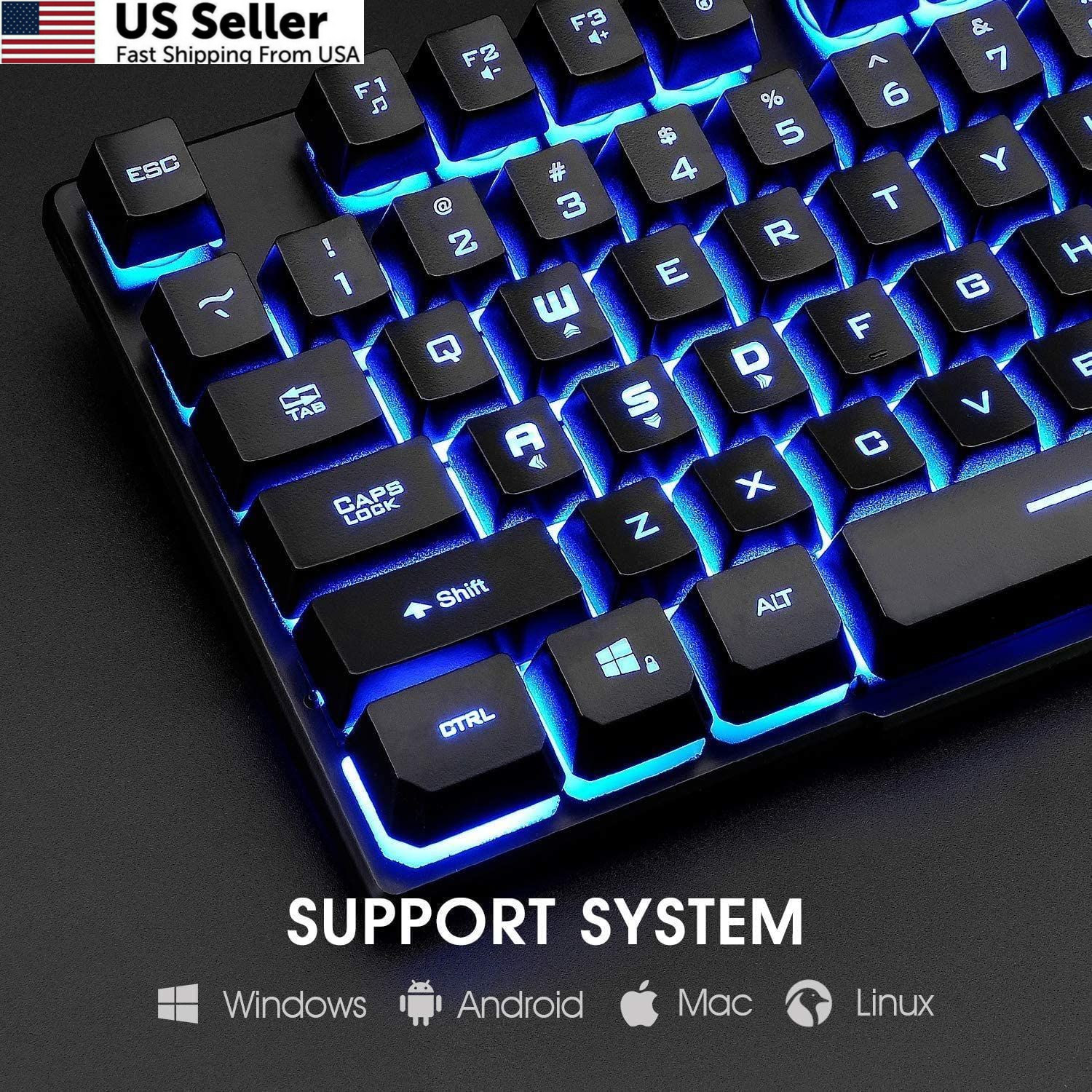 Rii Gaming Keyboard and Mouse Set, 3-LED Backlit Mechanical