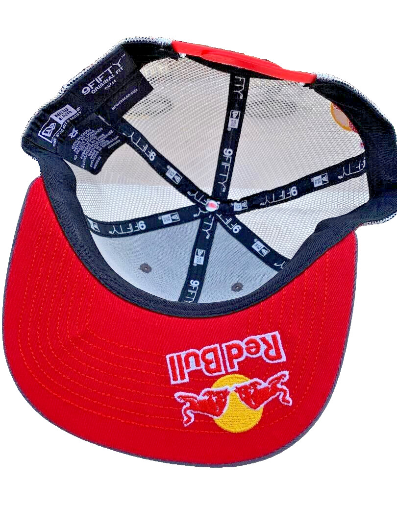 Slate Gray Flat Brim Trucker Cap w/ Offset Logo + 2 logos. BMX Motocross. MotoGP