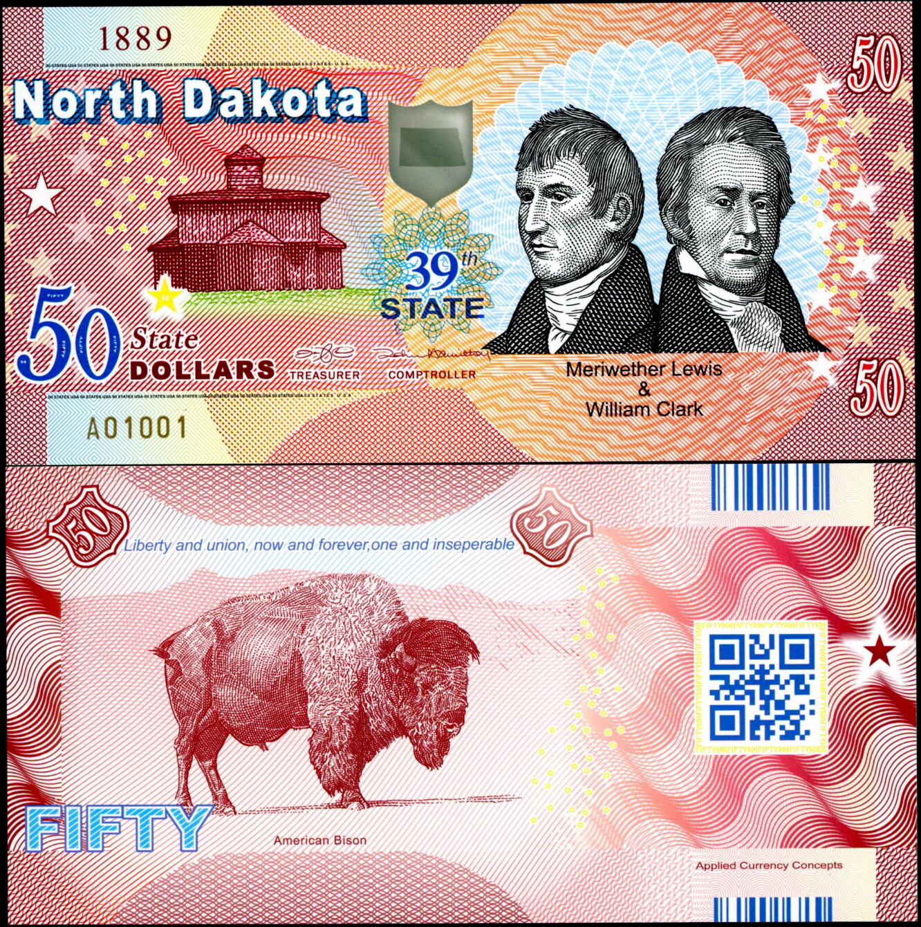 ACC STATE NOTE SERIES: NORTH DAKOTA POLYMER FANTASY ART BILL - LEWIS & CLARK!