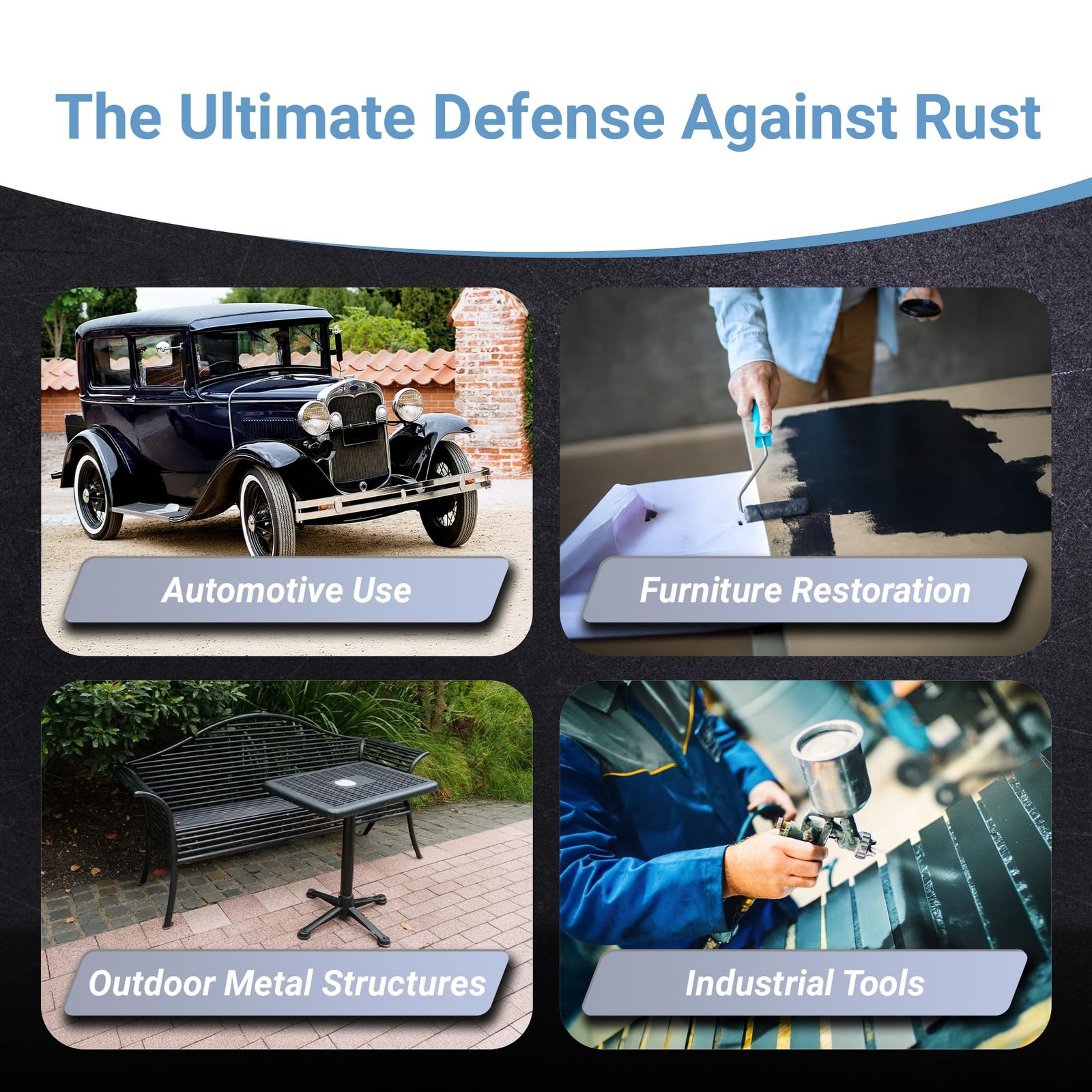 RUST BULLET BlackShell - Gloss Black - 4 Oz - Corrosion Preventive Coating, U...