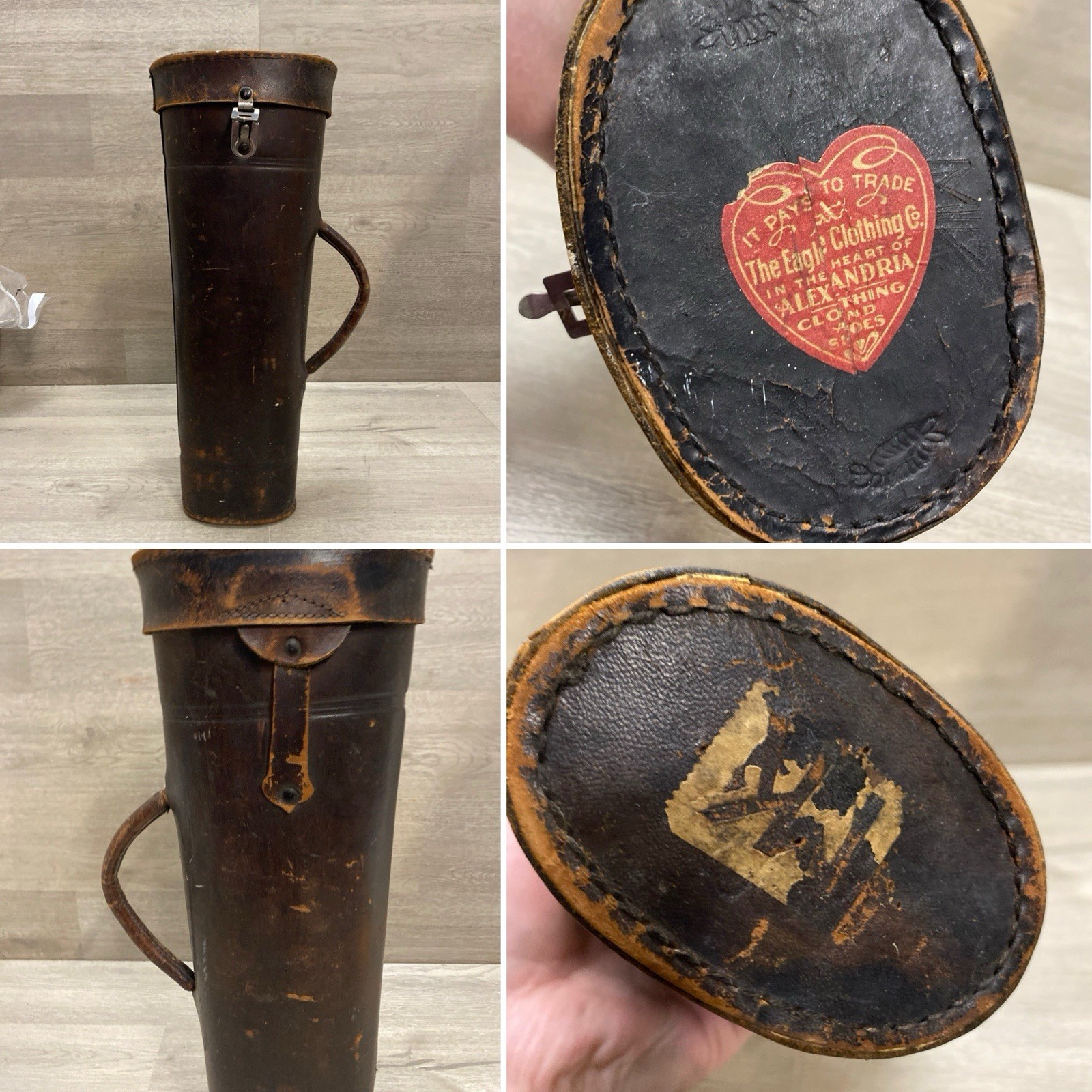Antique Leather Quiver Or Carry Case? Has Eagle Alexandria Clothing Sticker 14.5